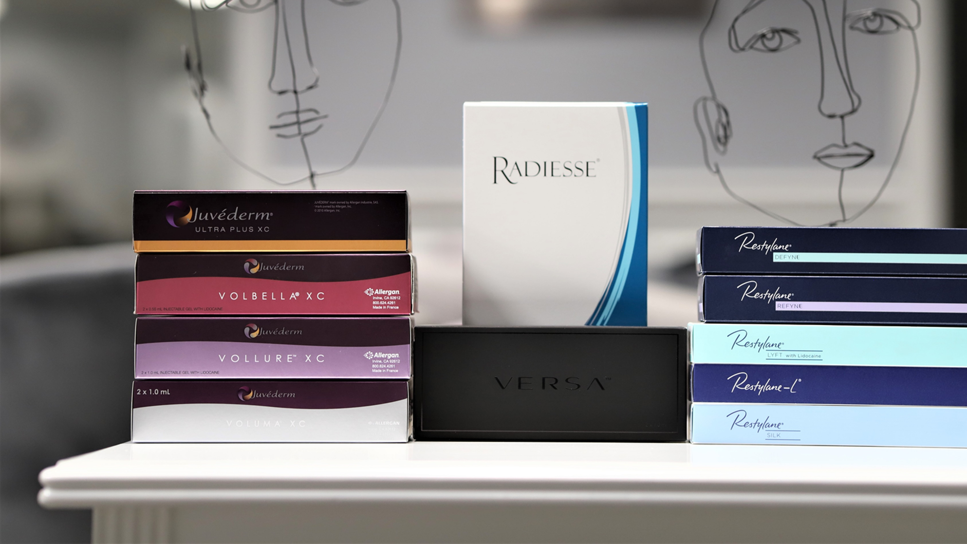 Voluma, Juvéderm®, Vollure, Volbella), Galderma (Restylane®, Lyft, Silk, Defyne, Refyne and Kysse) or Merz (Radiesse)
