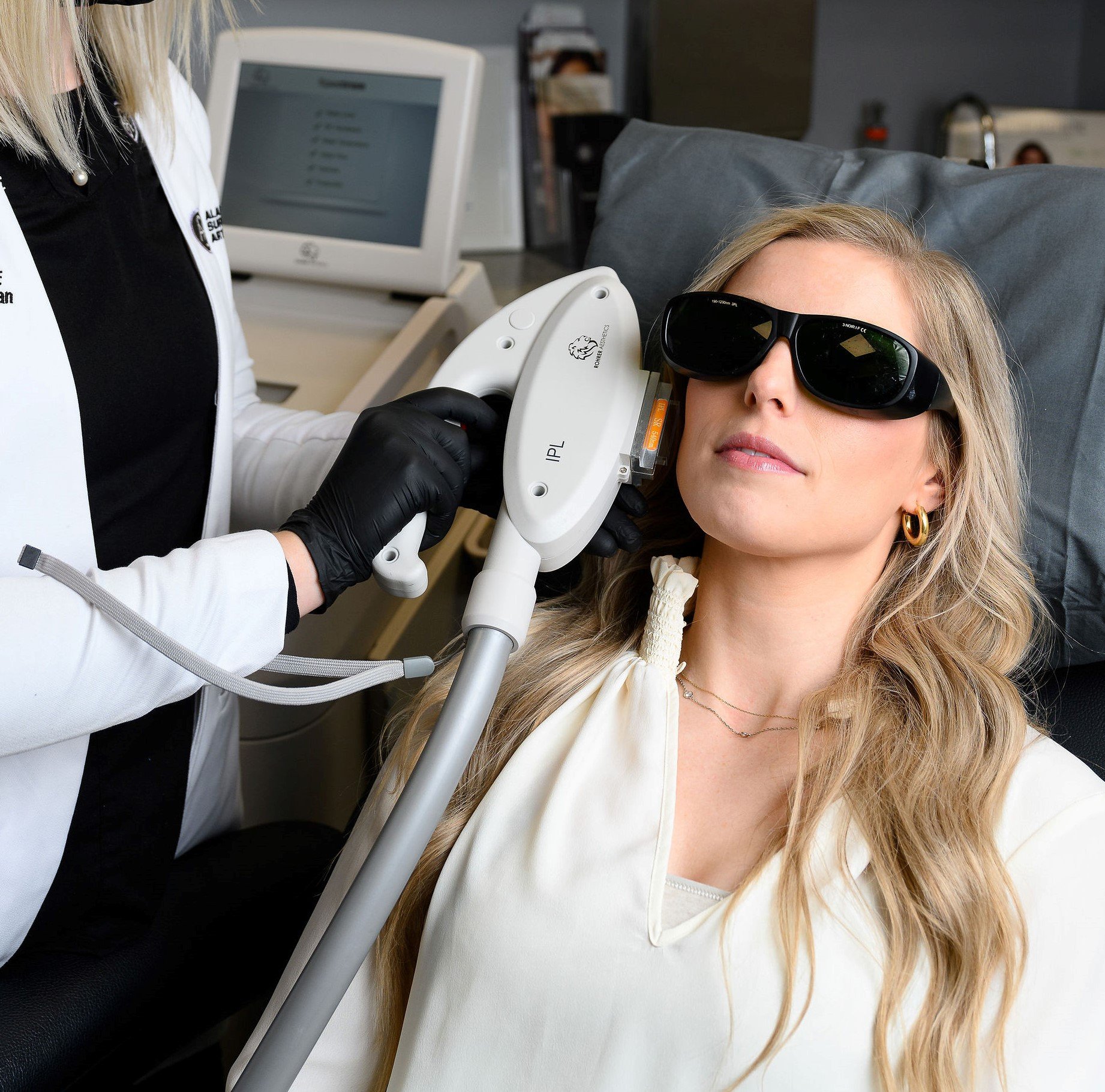 Woman receiving Laser Sun Spots and Vessels Removal (IPL)