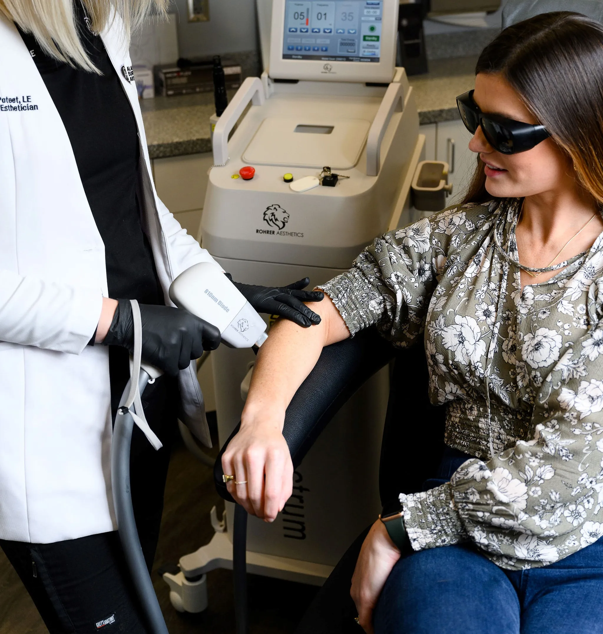 Woman receiving laser hair removal